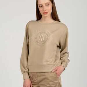 Tommy Hilfiger Embroidered Crest Crewneck Sweatshirt Beige Large